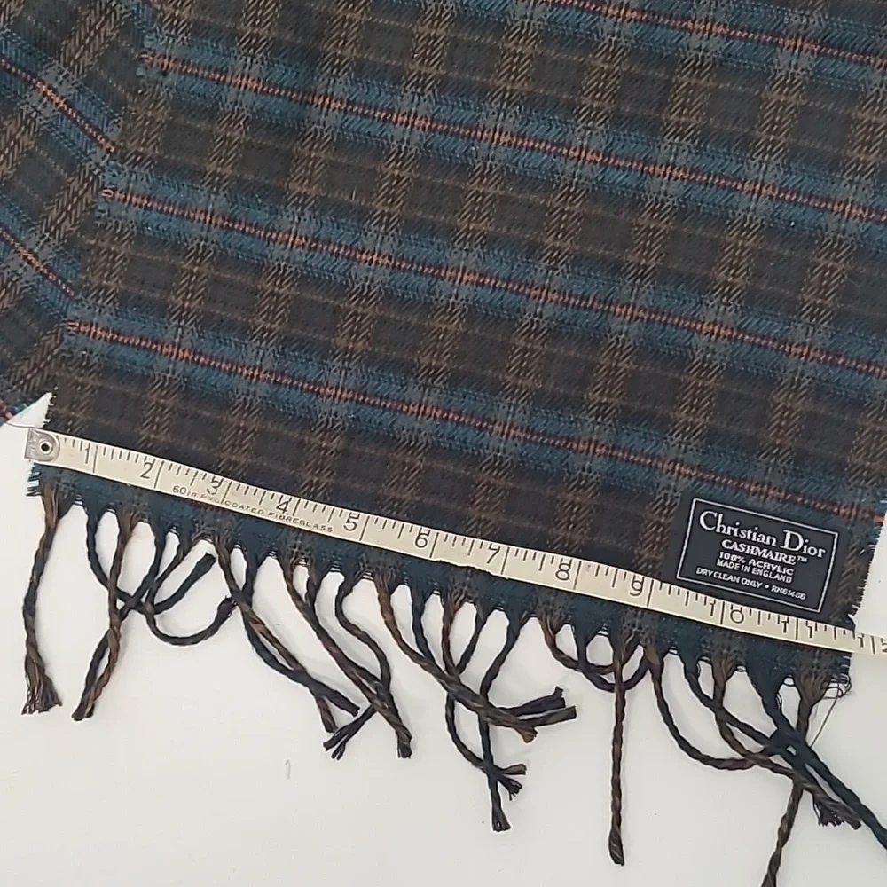 Vintage Christian Dior cashmaire tartan plaid scarf